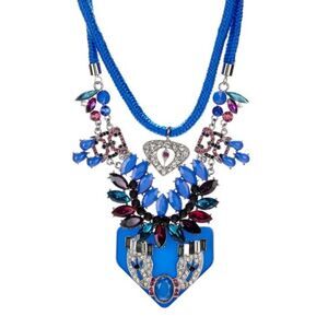 T&J Designs Luxe Jewel Tone Blue Deco Necklace